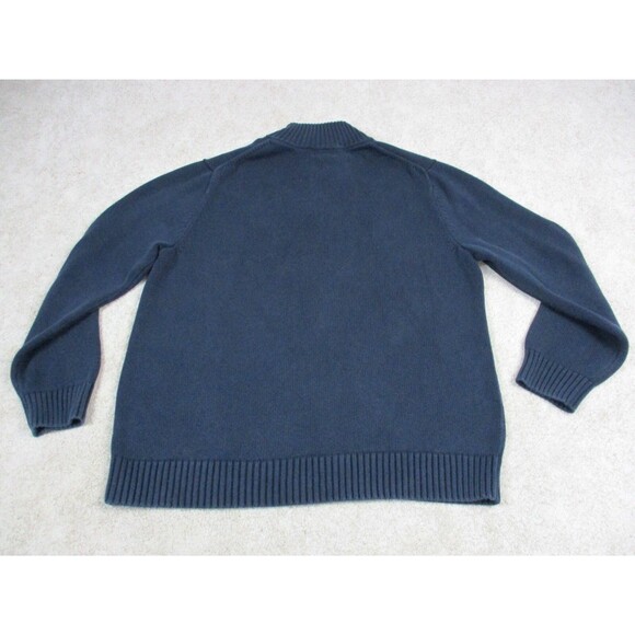LL Bean Sweater Adult Extra Large XL Blue Pullover Quarter Zip Preppy Mens - Picture 6 of 11